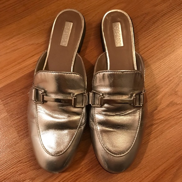Topshop Shoes - Topshop silver metallic slip on loafers